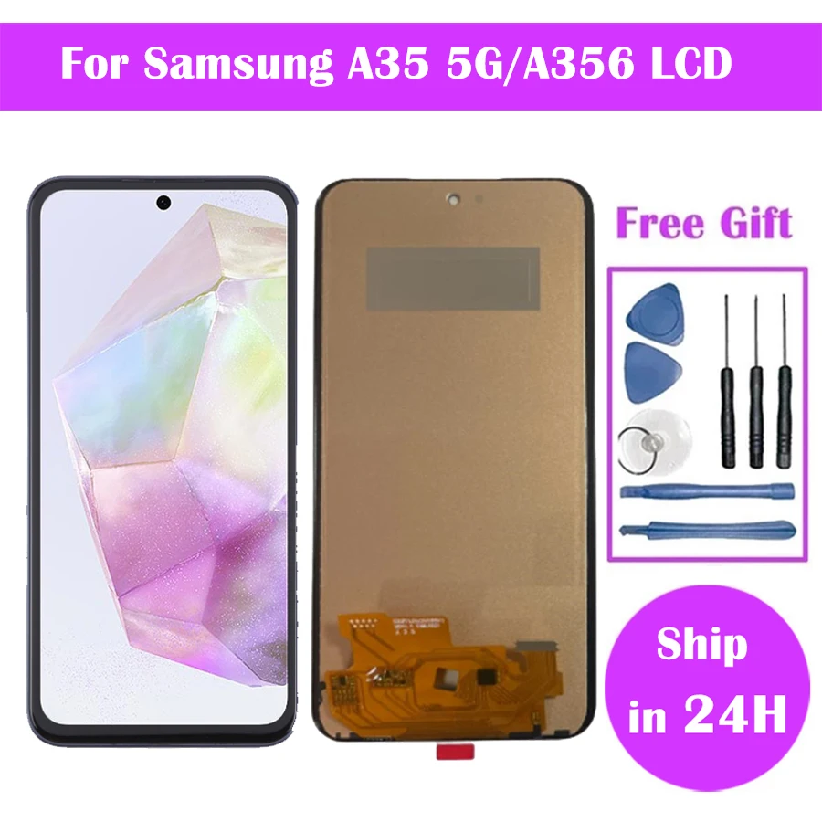 Tested For Samsung A35 5G LCD Display Touch Screen Digitizer Assembly For Samsung A356 Screen With Frame Replacement