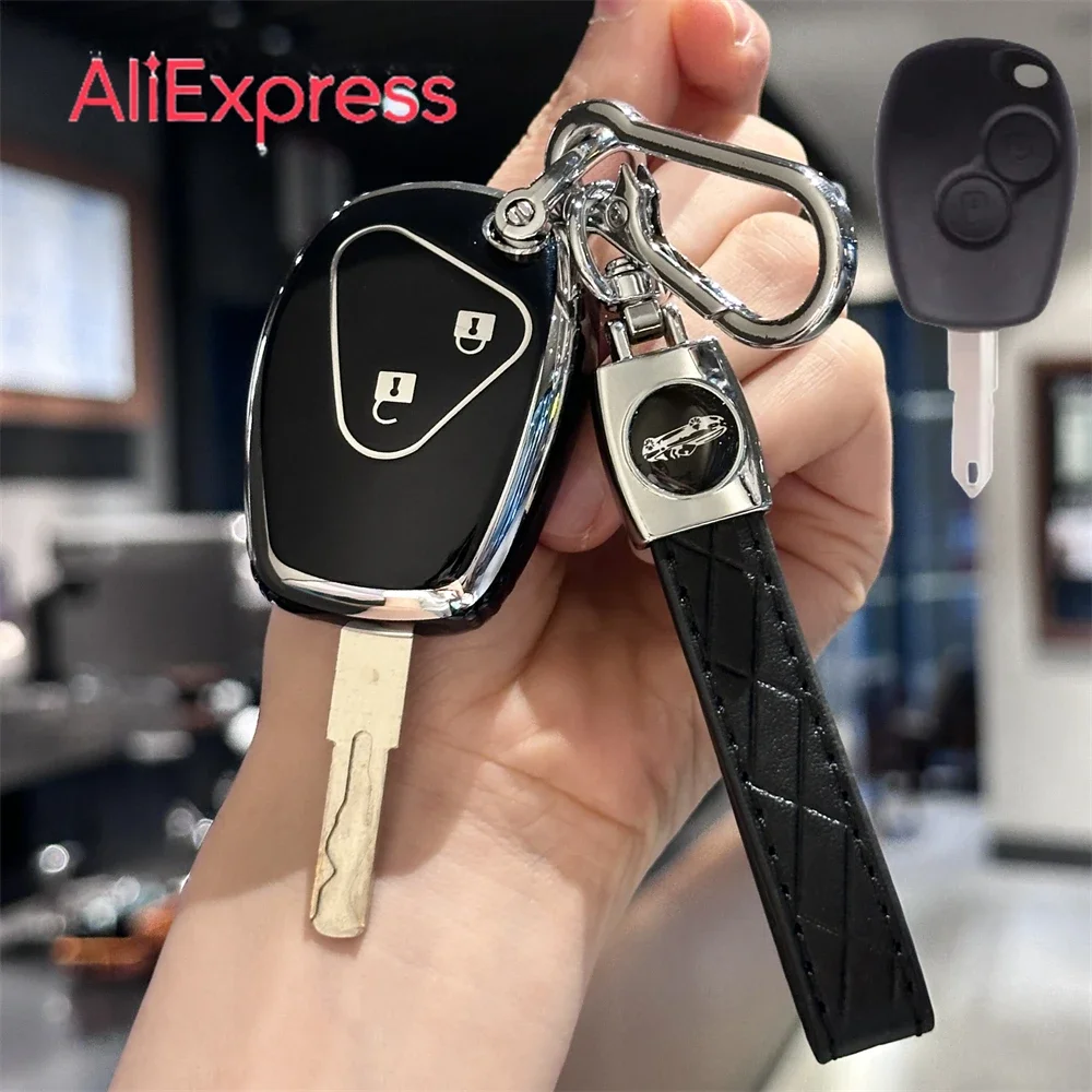 Key Fob Cover With Car Keychain Lanyard For Renault Megane Duster Modus Espace Laguna Logan For DACIA Sandero Fluence Clio Kango