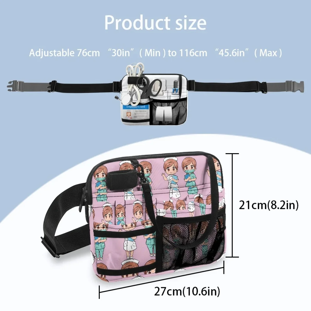 Riñonera con estampado de enfermera médica, bolsa de cintura ajustable, bolsa de cinturón, organizador portátil, accesorios de enfermería