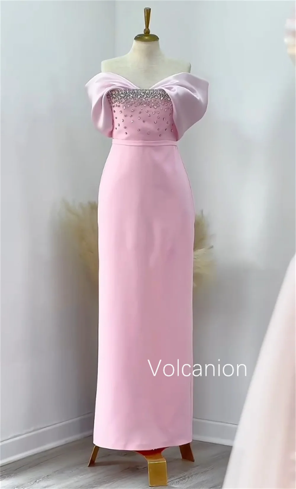 تخصيص جيرسي حجر الراين مستقيم خارج على الكتف فساتين متوسطة الطول مناسبة مخصصة مساء رسمي أنيق بسيط