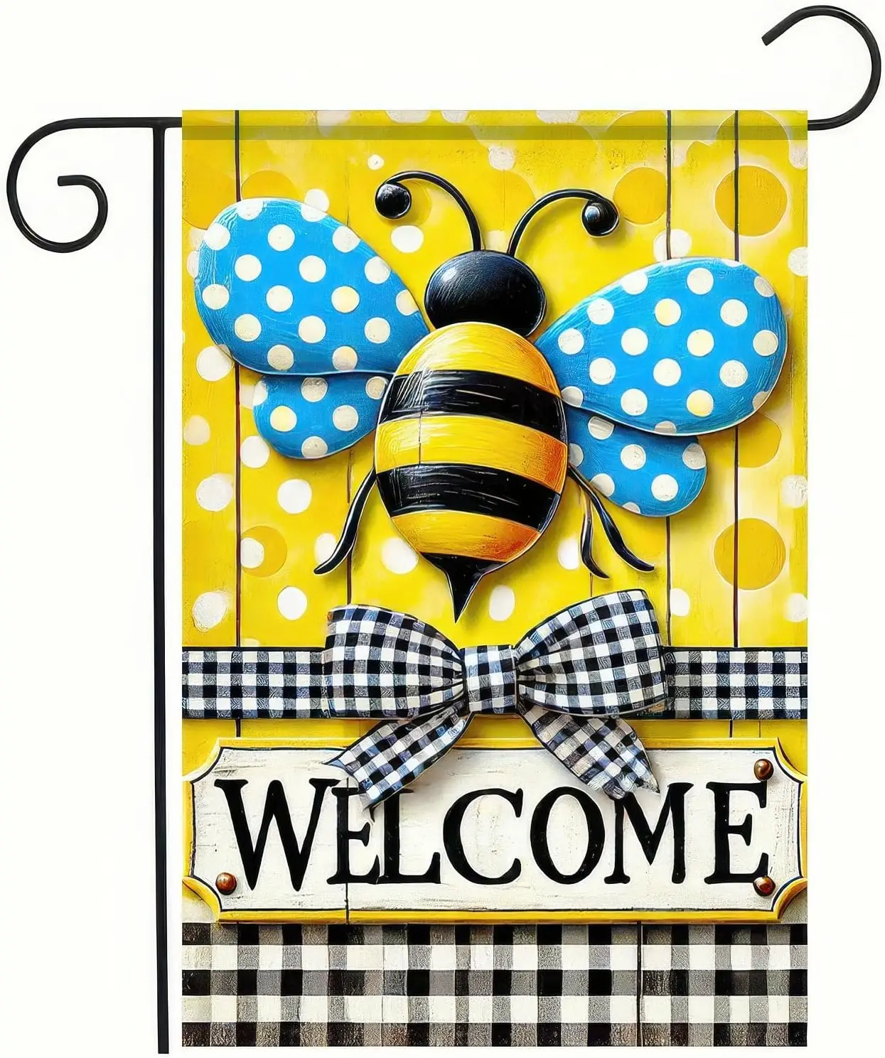 Welcome Bee Garden Flag Spring Summer 12 x 18 Double Sided Bumble Bee Yard Outside Decorations Yellow Stripes Seasonal Holid EEZ