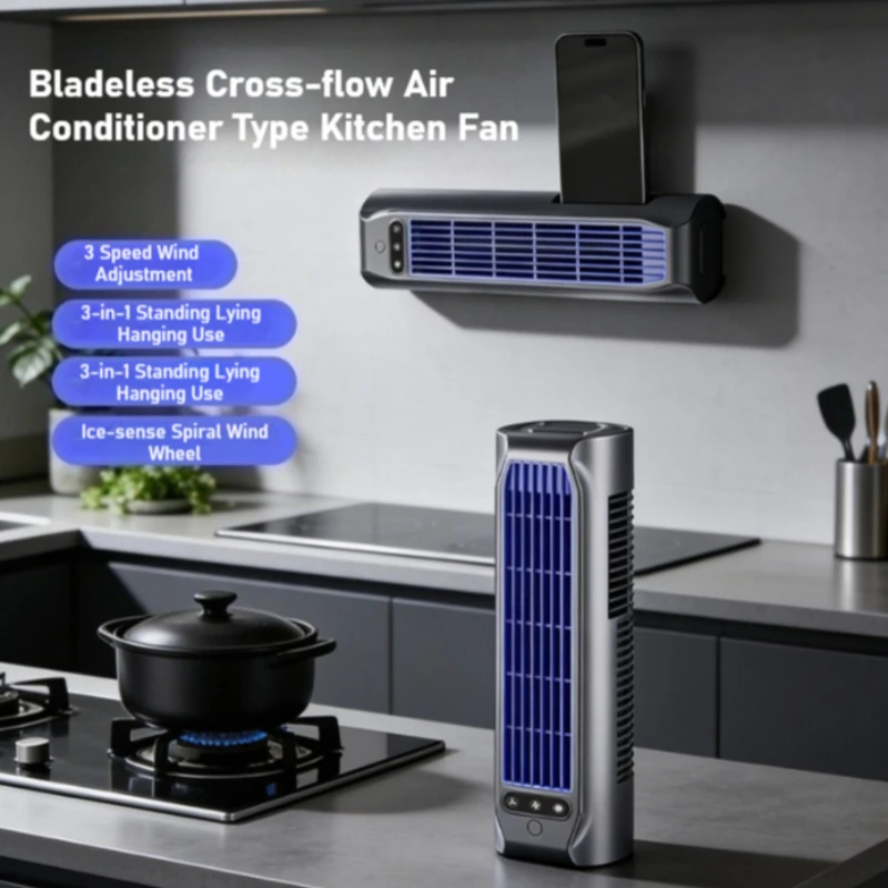 Neuer blattloser Turmventilator, USB-aufladbarer tragbarer Tischventilator, 3-in-1 Stand-/Liege-/Hängemodus, leiser kleiner Luftkühler für Zuhause und Büro