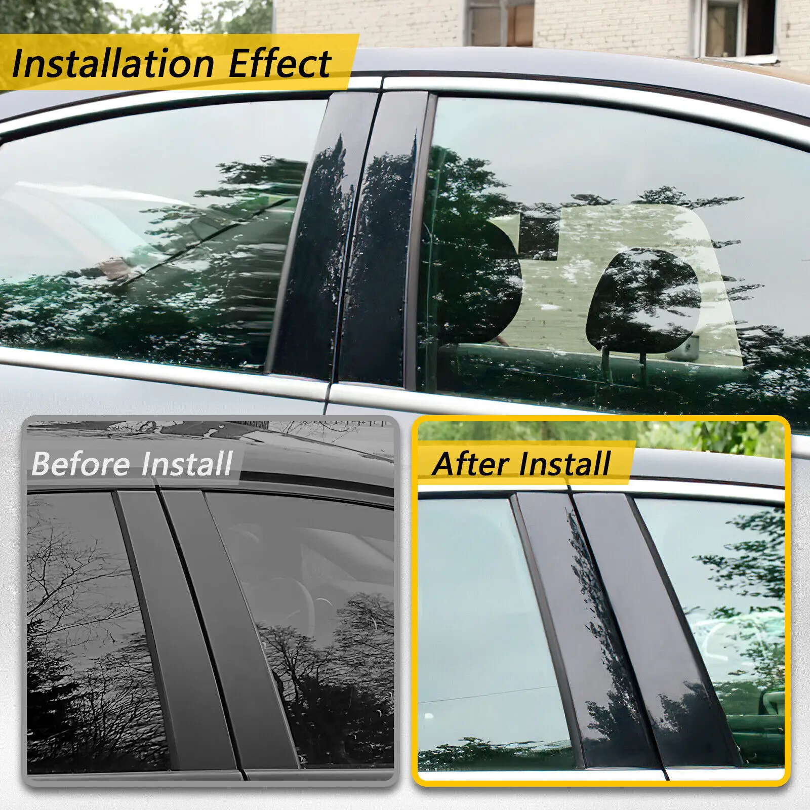 6x Gloss Black Car Window Pillar Posts Trim Cover Sticker Decoration Styling Auto Accessories Fit For Chevrolet Impala 2014-2020