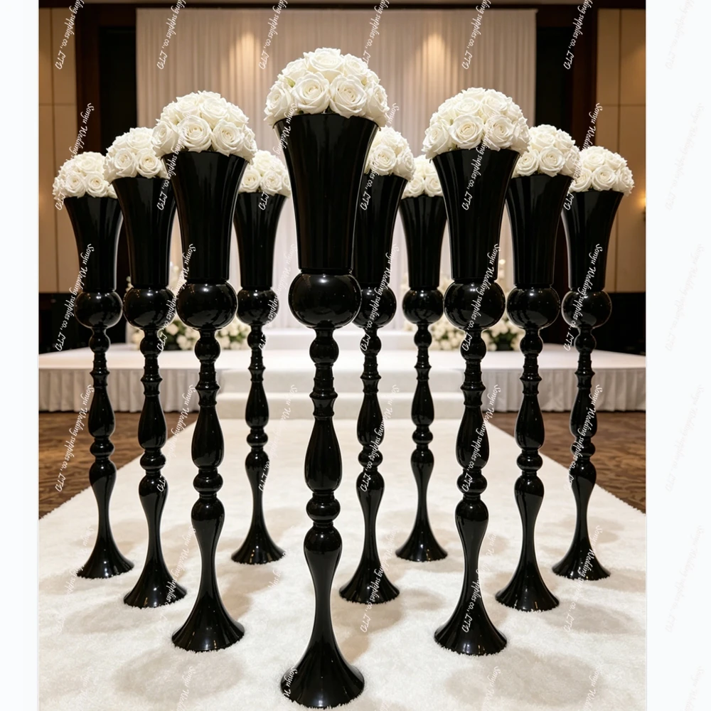 

50-100cm)10pcs) Gold Silver Stainless Steel black Metal Flowers Vase Stand Party Wedding Decoration Table Centerpieces Plinths