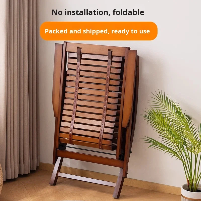 Simple Bamboo Folding Recliner Lazy Rocking Chair Adults Kids Dual-Use Balcony Leisure Noon Break No Installation Requiredpromot