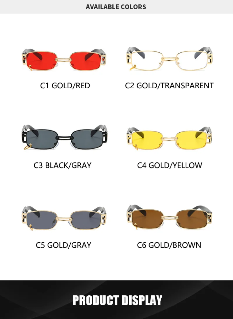 Lunettes de soleil carrées rétro UV400 pour hommes et femmes, petites lunettes rectangulaires, nuances noires, créateur de marque de luxe, nouveau