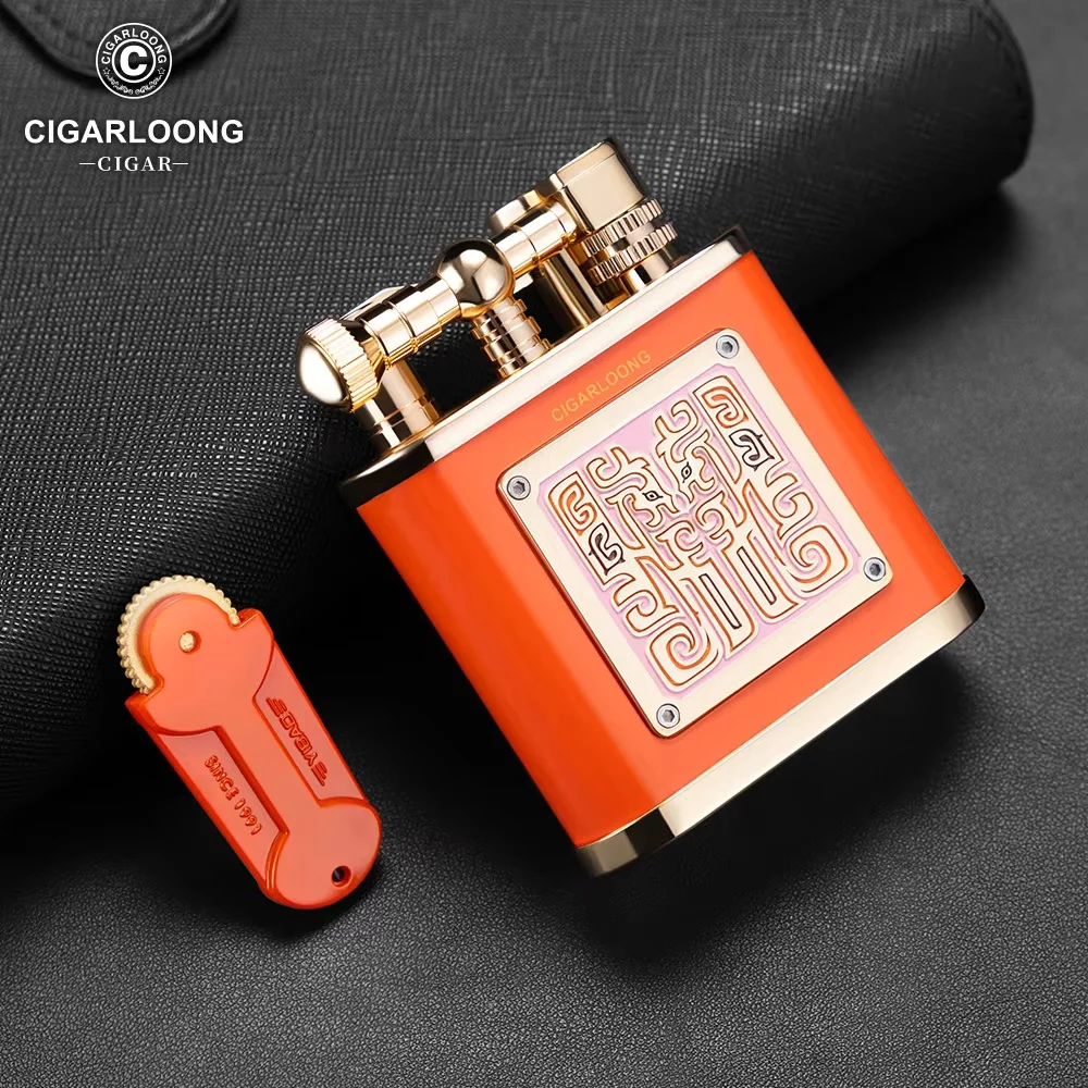 

CIGARLONG Luxury Cigar Lighter Set Metal Windproof Direct Charge Blue Strong Flame Cigar Lighter Men's Premium Light Luxury Gift