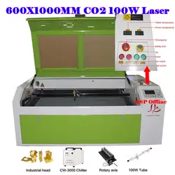 LY 1060 CO2 Laser Engraver 100W Tube CNC Laser Cutter Engraving Machine DSP Offline Controller CW-3000 Water Cooling Chiller