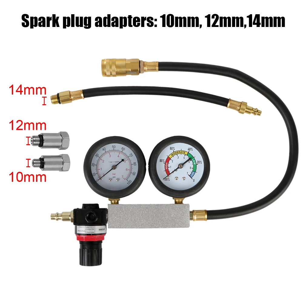 Cylinder Leak Detector Petrol Engine Gauge Tool Automobile Tools for Car Compression Leakage Detector Kit Set TU-21