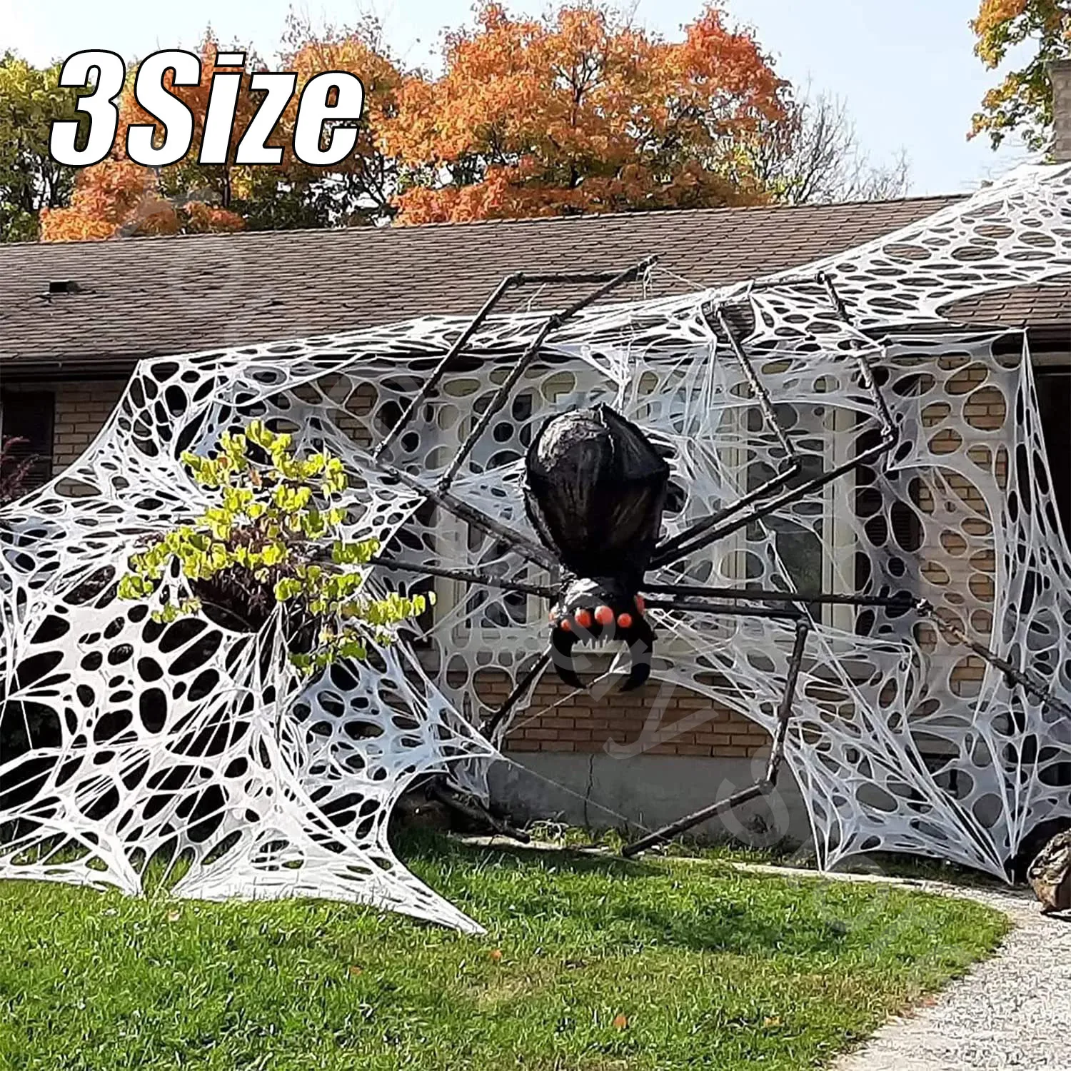 2024 New Halloween Decoration Outdoor Spider Web Giant Stretch Web Spider Webbing Torn Spider Web Haunted House Prop Decoration