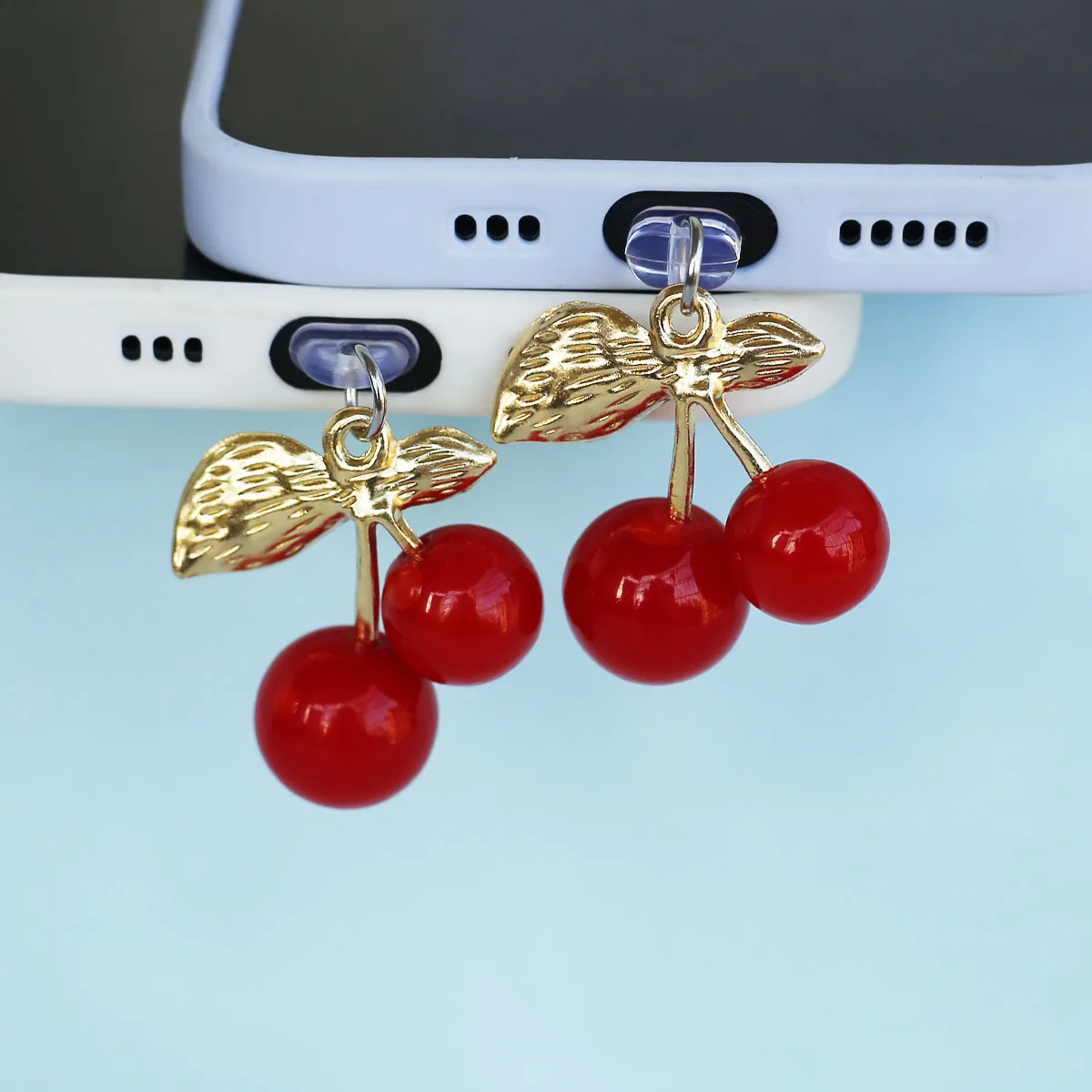 

Mobile Phone Dust Plug Pendant Three-dimensional Cherry Beautiful Decoration Accessory For Iphone Type-c Port Dust Plug Hangings