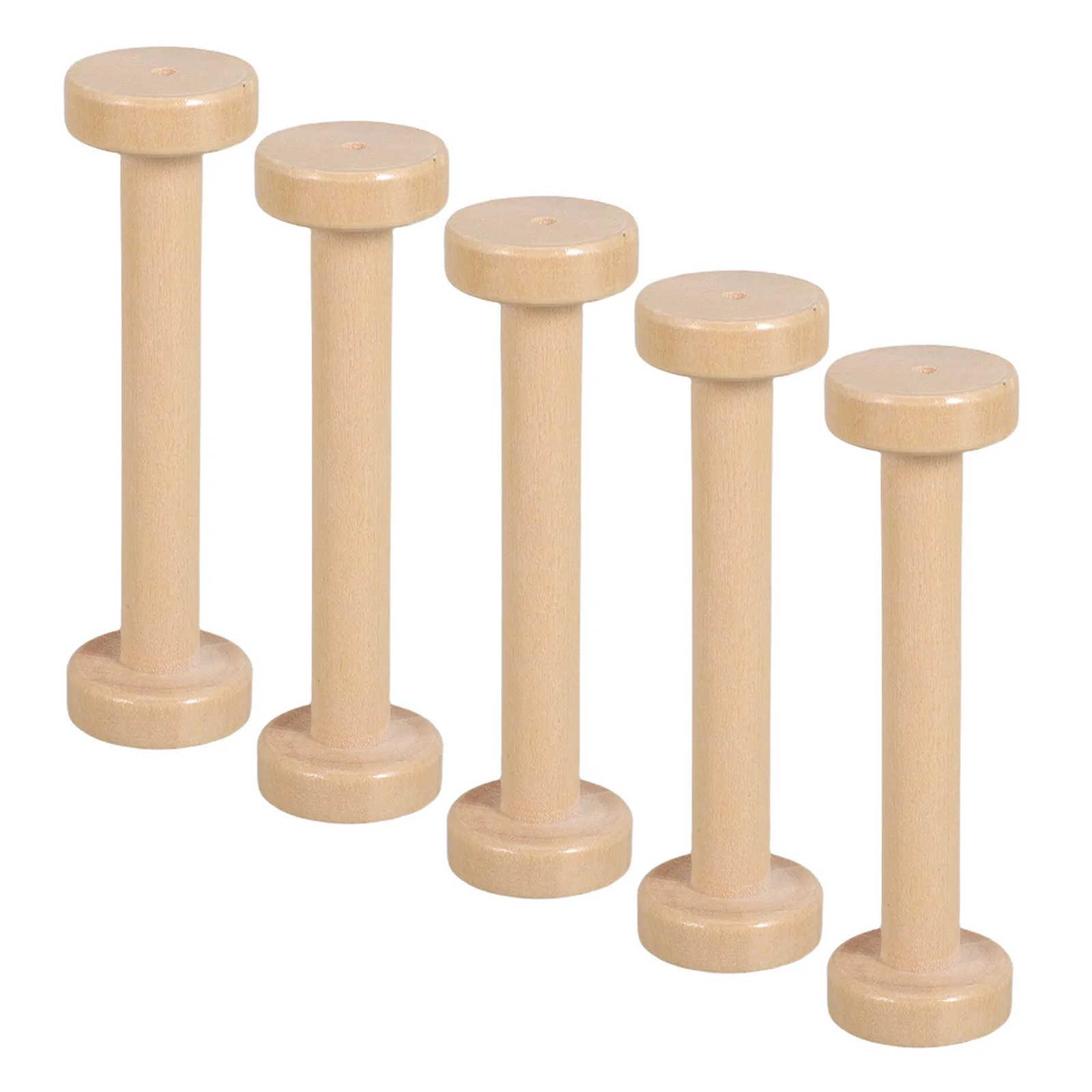 5Pcs Wooden Spools for Crafts Vintage Style Unfinished Rustic Wood Bobbins for DIY Sewing Yarn Ribbon Cord Elastic Thread view 5