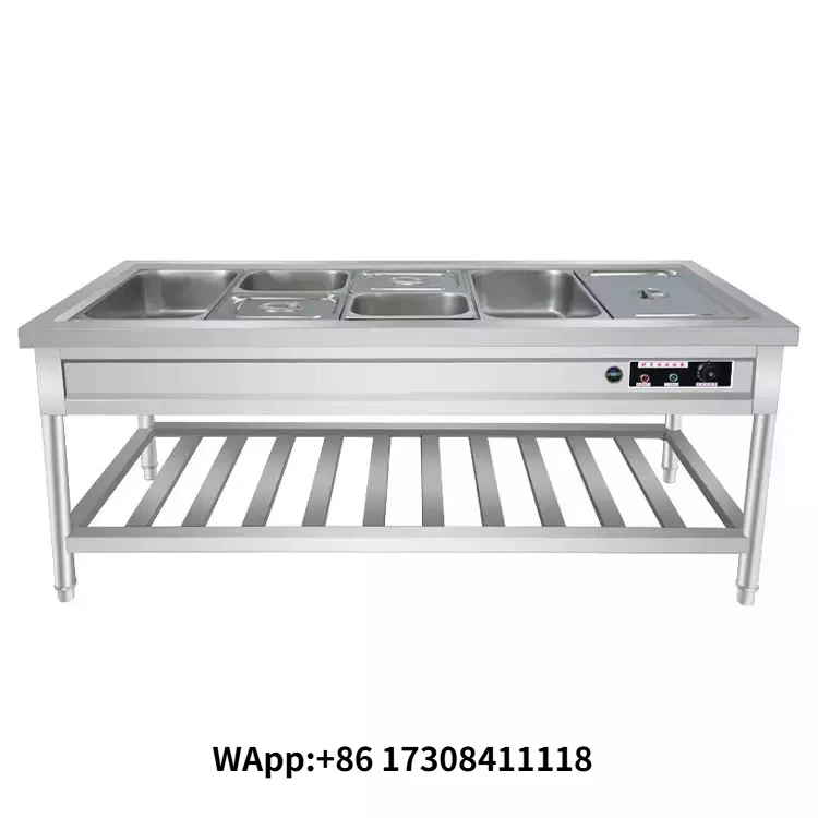 LYROE Commercial Equipment Freestanding Buffet Stainless Steel Electric Heating Thermal Display Tank Fast Food Warmer Counter