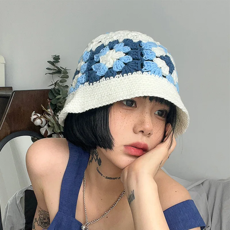 

Женские панамы с корейским цветком Kawaii, милые, модные, простые, универсальные вязаные шапки, высококачественные панамы для девочек