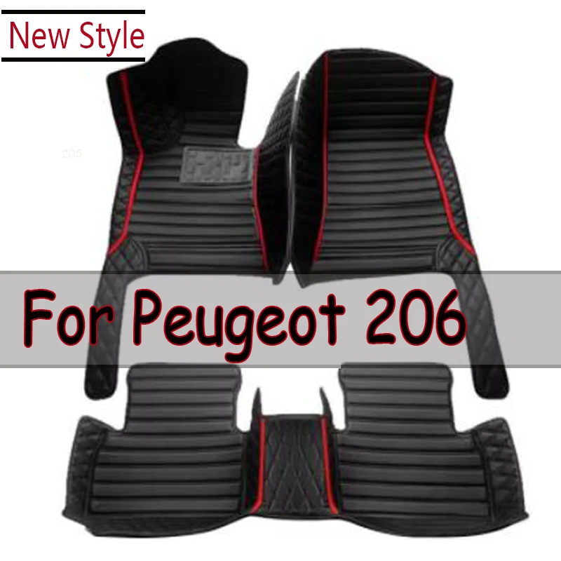 Car Floor Mats For Peugeot 206 206+ 1998~2013 Carpets Rugs Luxury Leather Mat Interior Parts Car Accessories 1999 2000 2001 2002