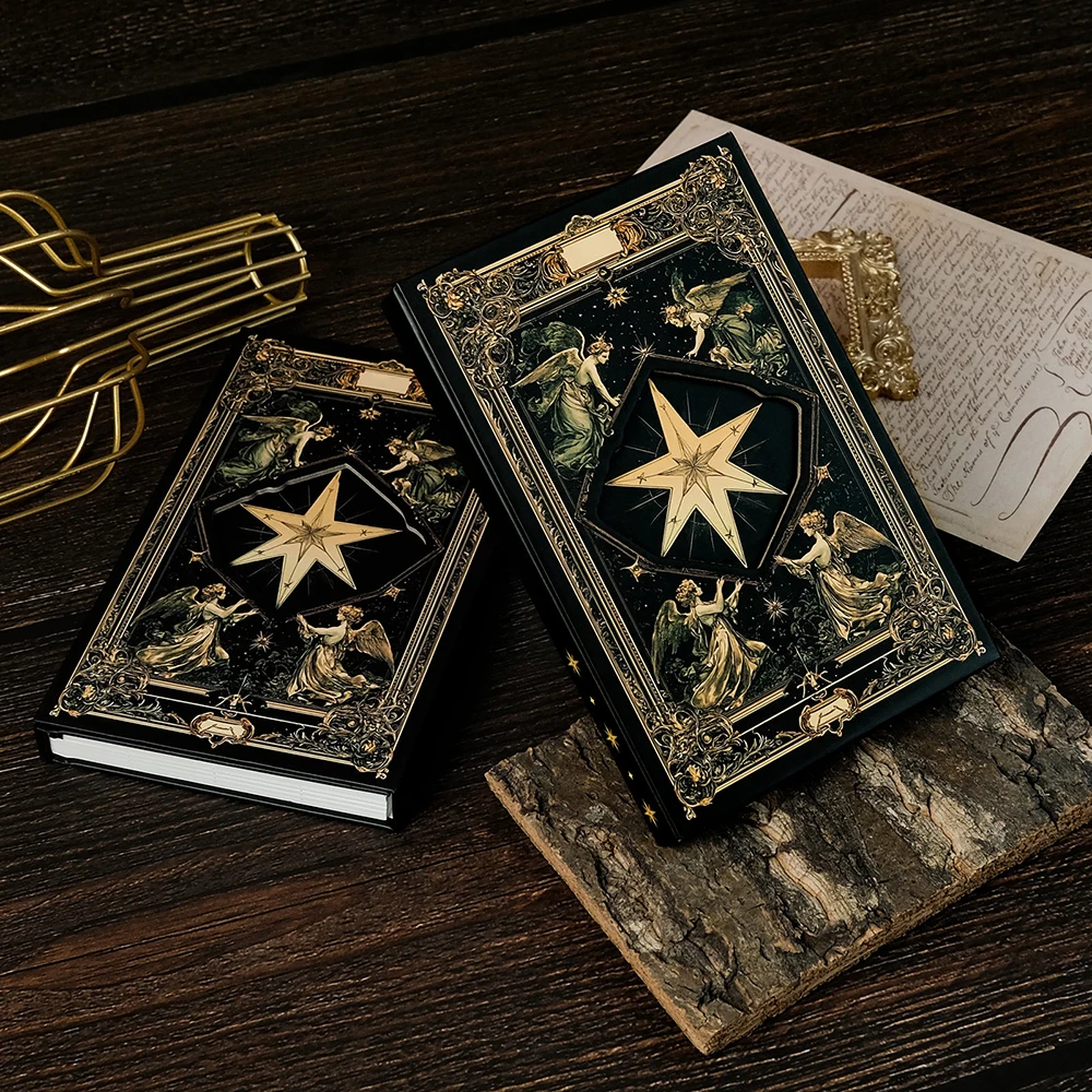 2025 New retro style Goth style high appearance level six star Tarot cover portable trifold notebook diary