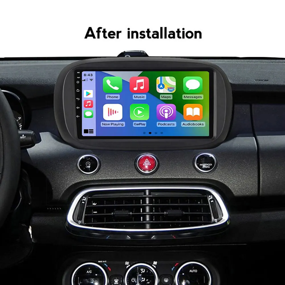 Android 14 Auto Carplay for Fiat 500X 2014 - 2020 Car Radio Multimedia Video Naivgation GPS Track QLED Screen Wifi+4G 360 Camera