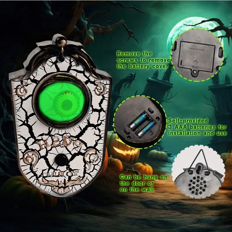 Halloween Sounding One-eyed Doorbell Decoration Glowing Eyeball Horror Doorbell Bar Secret Room Haunted House Trick Props