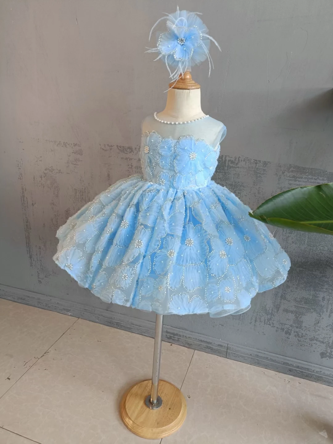 Robes de demoiselle d'honneur en dentelle perlée, bleu ciel, image réelle, scoop fibre, fête de mariage, quoi que ce soit