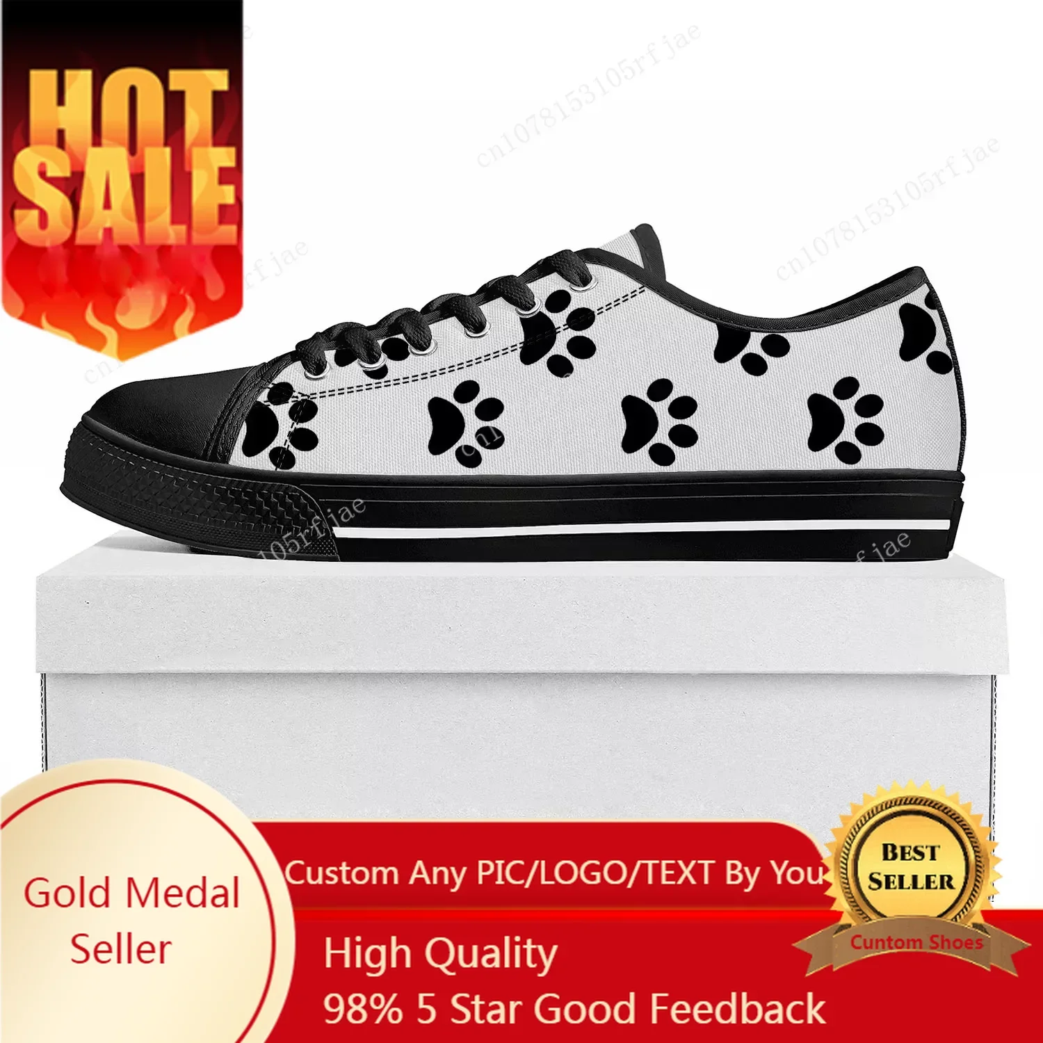 

Dog Paw Print Pet Dog Low Top Sneakers Mens Womens Teenager Canvas Sneaker Prode Casual Couple Shoes Custom Shoe