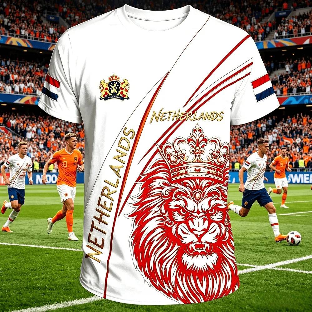 Men's 2026 Summer Netherlands Style Soccer Jersey 3D Printed Sport T-shirt Casual Short Sleeve Athletic Top
