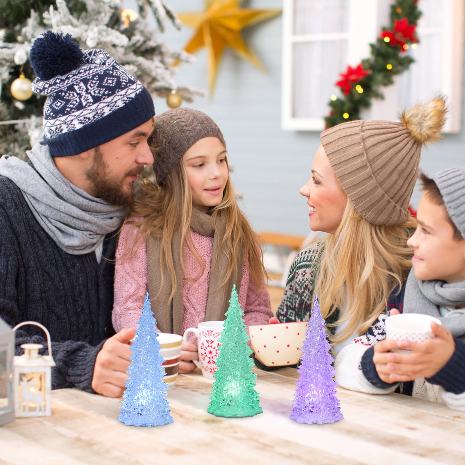 

3Pcs Glowing Christmas Tree LED Illuminated Tabletop Decor Pre-Lit Small Xmas Tree Color Shift Lights Indoor Holiday Display