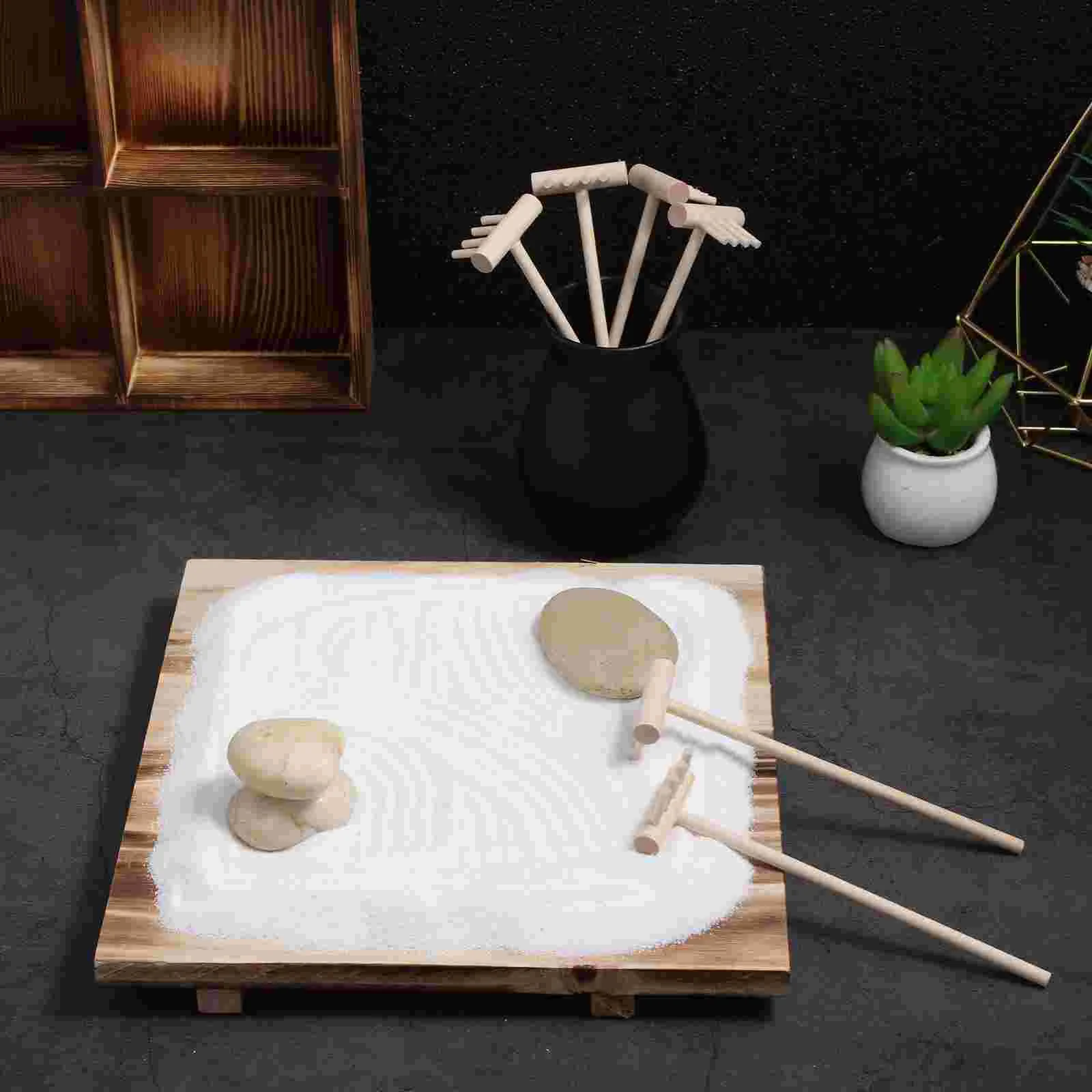 12pçs ancinho de areia mini para caixa de areia zen ferramentas de jardim decorar mesa de bambu suavização brinquedos em miniatura