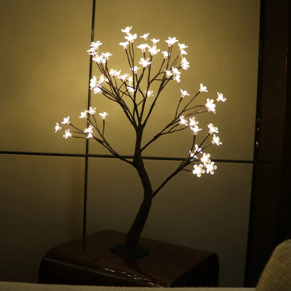 led桜ツリーライト70-cm-27-高さ、自然トランク処理24-v低電圧チェリーツリー盆栽屋内および屋外での使用