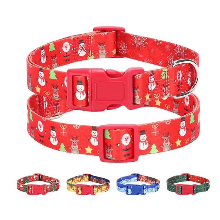 Amaz Hot Selling Christmas  Pulling Rope Set Christmas Dog Rope Printed Santa Claus Dog Collar Puppy collar Studded dog collar