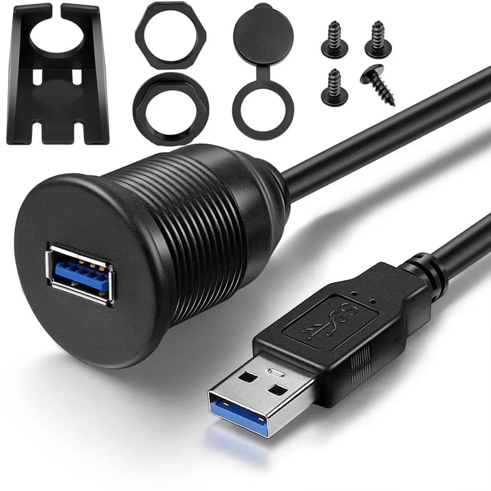 Adaptador de base USB para salpicadero de coche, Cable de extensión de 3,0 puertos macho a hembra para motocicleta y barco