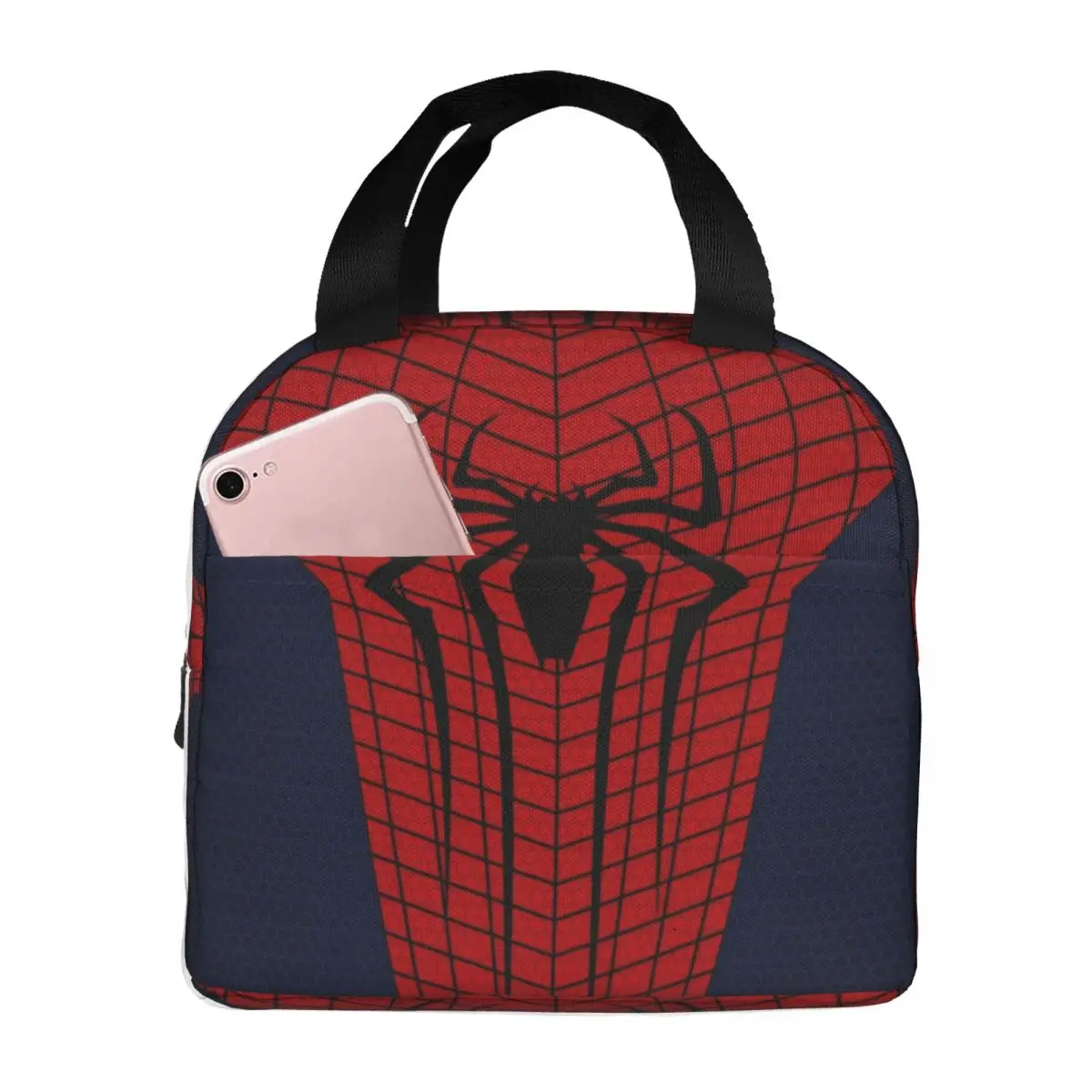 Tas makan siang Spider Man, tas pendingin grafis, tas makan siang termal nyaman kantor kotak makan siang Vintage Spider Man