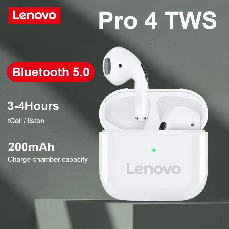 Беспроводные наушники Lenovo Pro 4 TWS, Bluetooth-совместимые наушники 5,3, водонепроницаемая гарнитура с микрофоном для iPhone Pro4, наушники