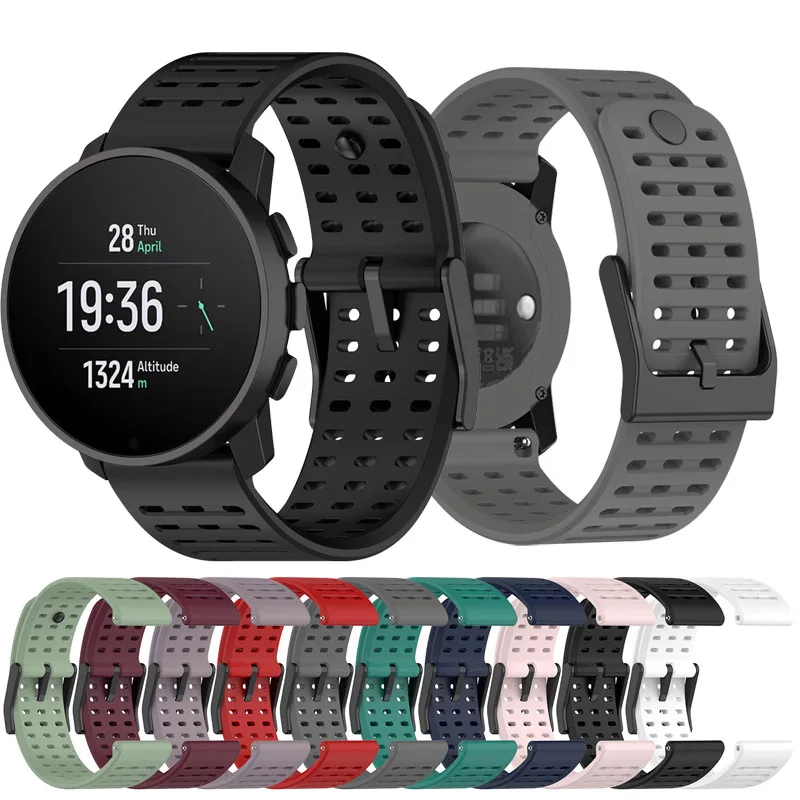 Correa de reloj de 22mm para Suunto, Correa de repuesto vertical, pulsera de silicona para Suunto9 peak pro/Suunto5 peak Smartwatch Correa