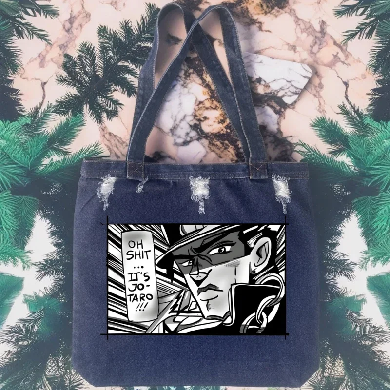 

Jojos Bizarre Adventure Women Shoulder Large Capacity Denim Tote Bag Solid Color Handbag Simple Female Handbag Crossbody Bags