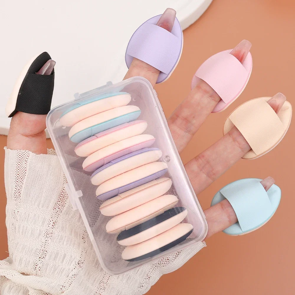 Finger Makeup Puff with Box 10pcs Air Cushion Mini Size Cosmetic Puff Concealer Foundation Detail Makeup Sponge Set Beauty Tools