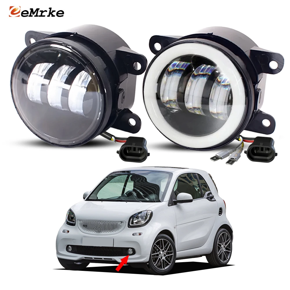 LED DRL Halo For SMART Fortwo W453 & Forfour 453 2014 2015 2016 2017 2018 2019 Fog Lights Front Fog Driving Lamp Car Accsesories