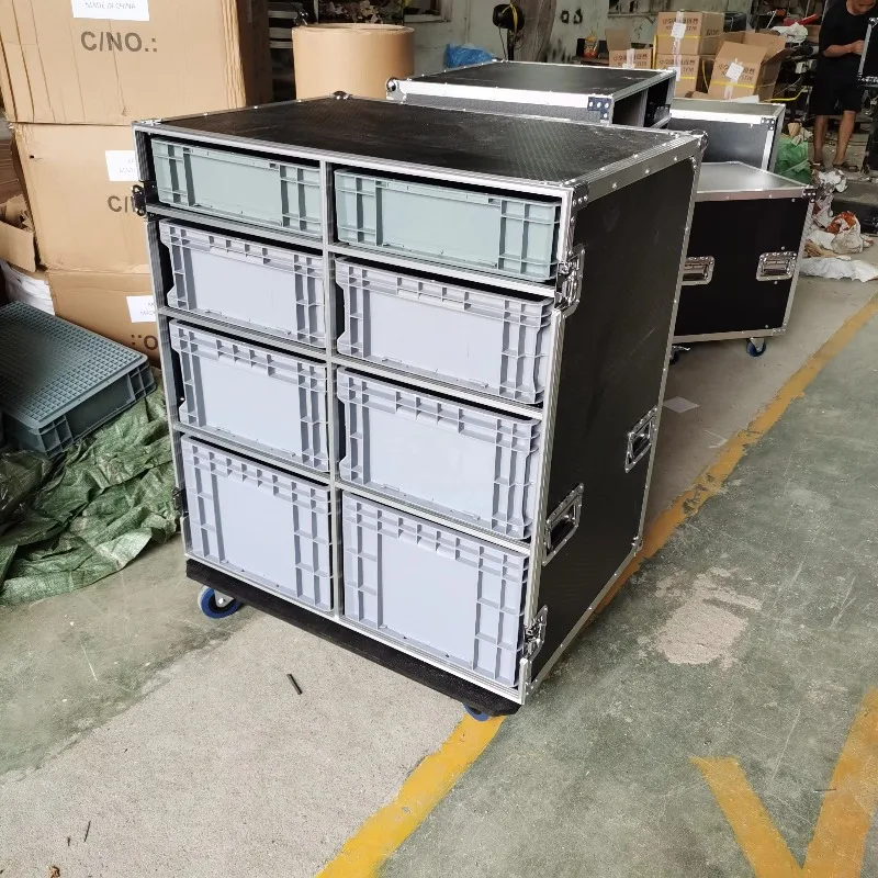 8 Units Plastic Drawers Box Storage Cabinet Tool  Flight Road Case