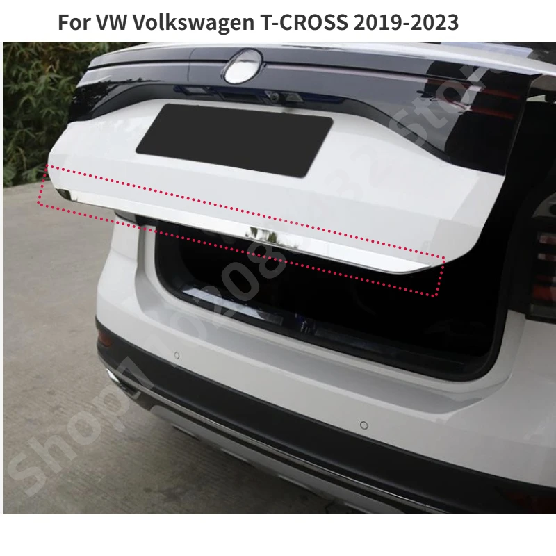 Chrome Rear Trunk Accent Cover Tail gate Tailgate Trim Back Boot Door Strip Sticker For VW Volkswagen T-CROSS 2019-2023