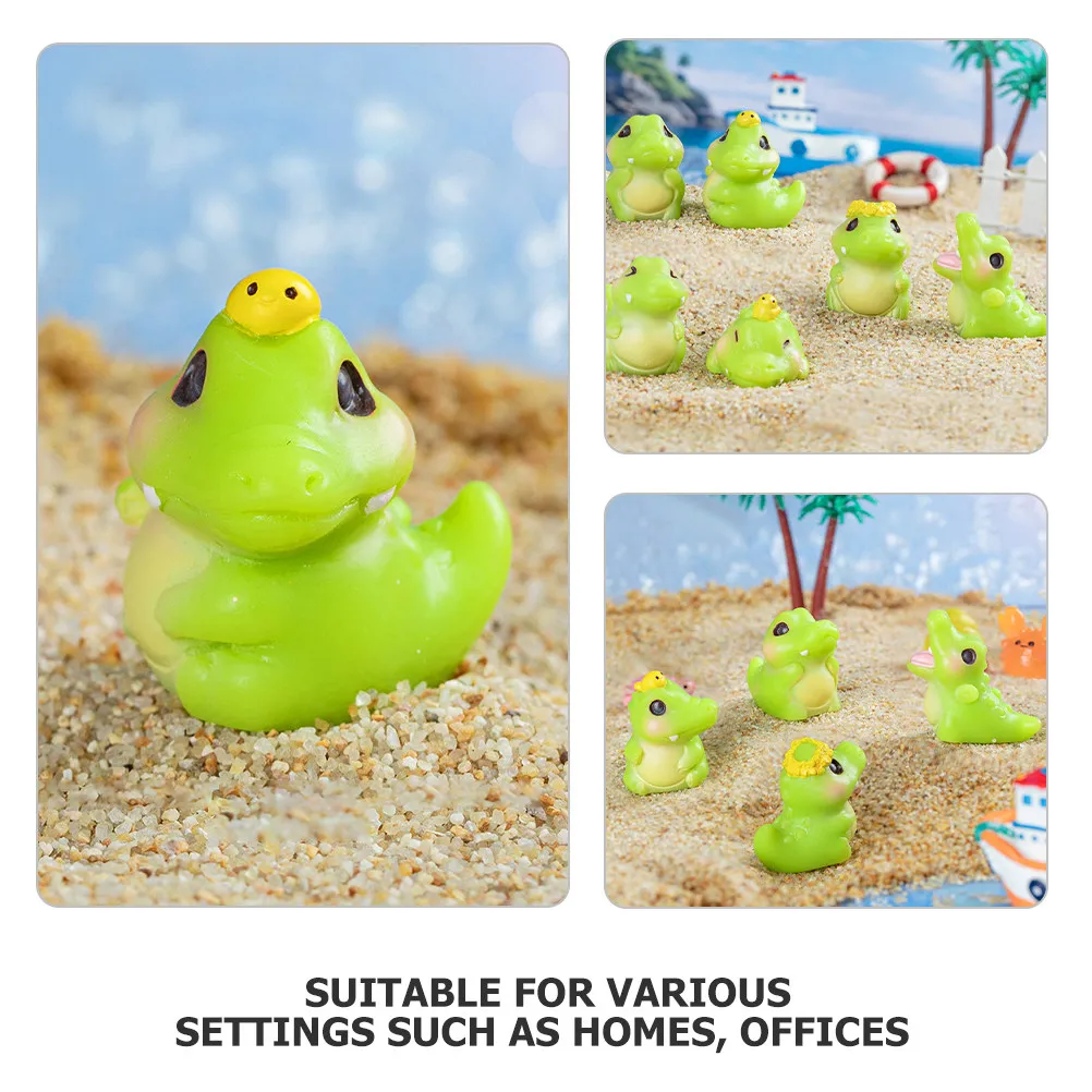 6Pcs Whimsical Mini Resin Alligator Figures Cartoon Bubble Design for Miniature Landscapes Terrariums Fairy Gardens DIY Home