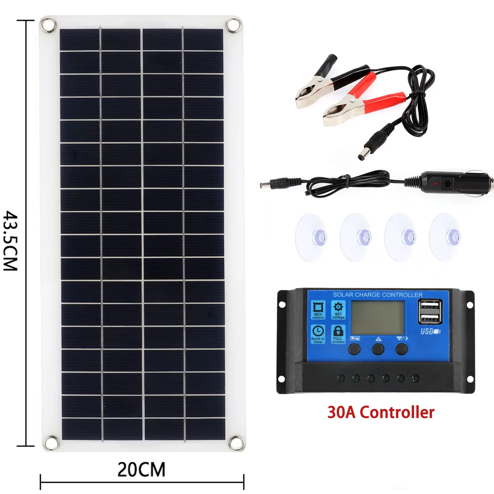 Flexible Solar Panel Charger 12V Dual USB with 10A-50A Controller Solar Cell 500W Suitable for Mobile Phones and Cars