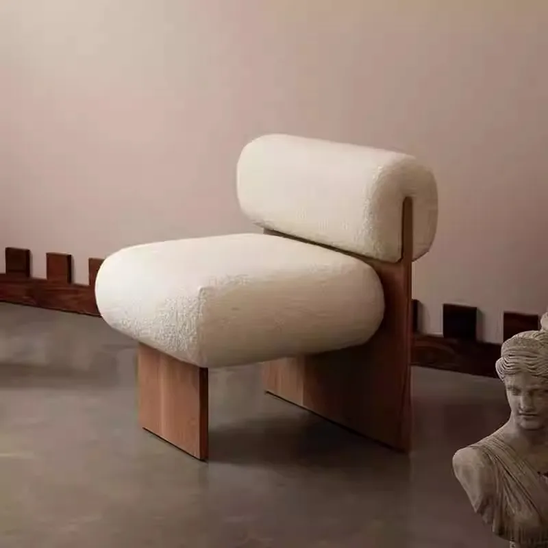 Leisure Chair Single Sofa Chair Solid Wood Nordic Wabi Wind Small Apartment Living Room Bed and Breakfast Single