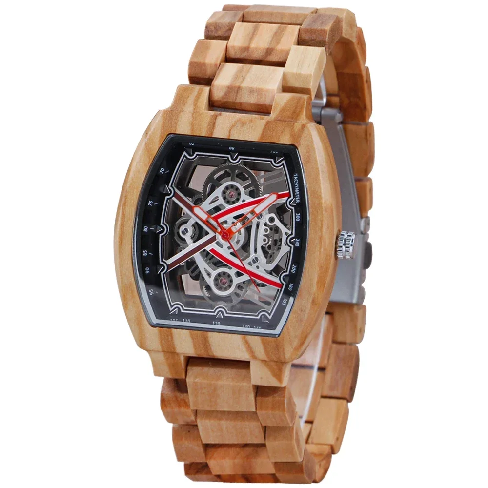 New Fashion Trend Quartz Hollow Movement Men's Watch Classic Appearance Luxury Wooden Watch Best Holiday Gift