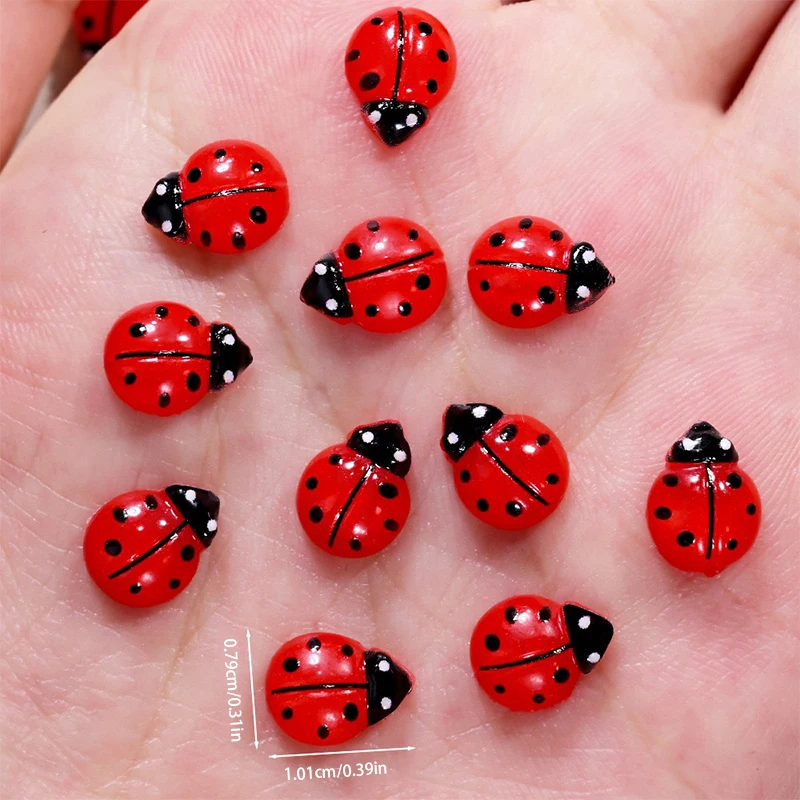 20 pièces mignon insecte coccinelle ongles breloques 3D résine coccinelles Nail Art strass 8*10mm été manucure décoration coccinelle bricolage