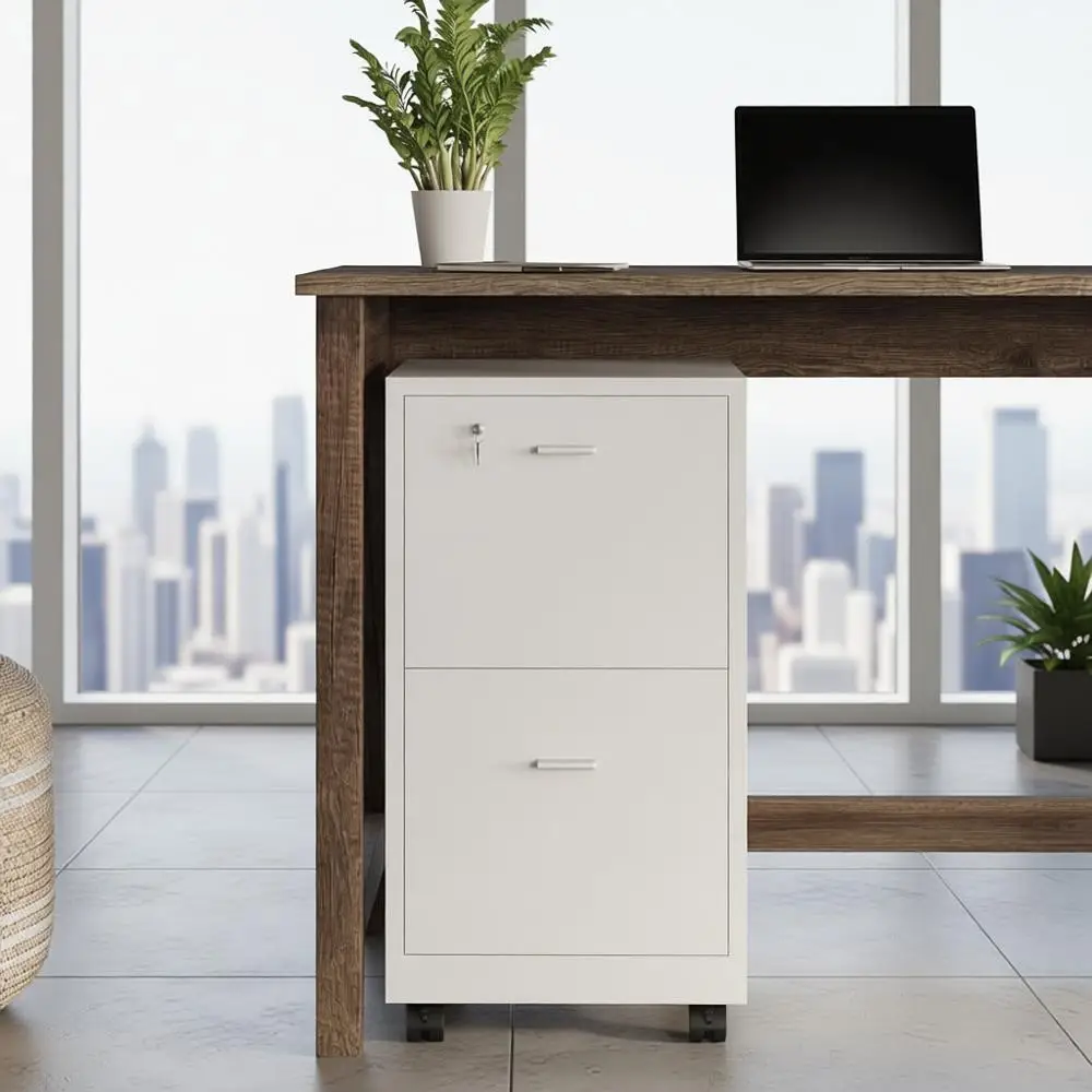 White 2-Drawer Lock…