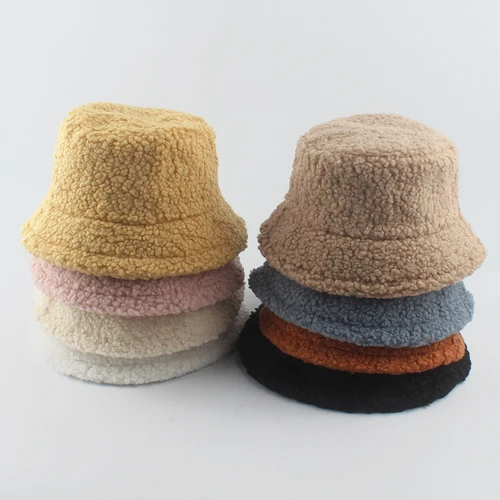 Sombrero de cubo de lana de cordero, sombreros cálidos de invierno para mujer, gorra plana gruesa para mujer, gorras de pescador al aire libre de Panamá Unisex para hombre