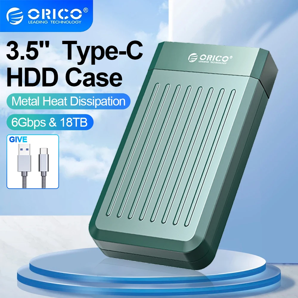 

ORICO HDD Case 3.5" Hard Drive Enclosure USB Type C SATA 6Gbps for SSD HDD External Hard Drive Disk Case Support UASP 18TB