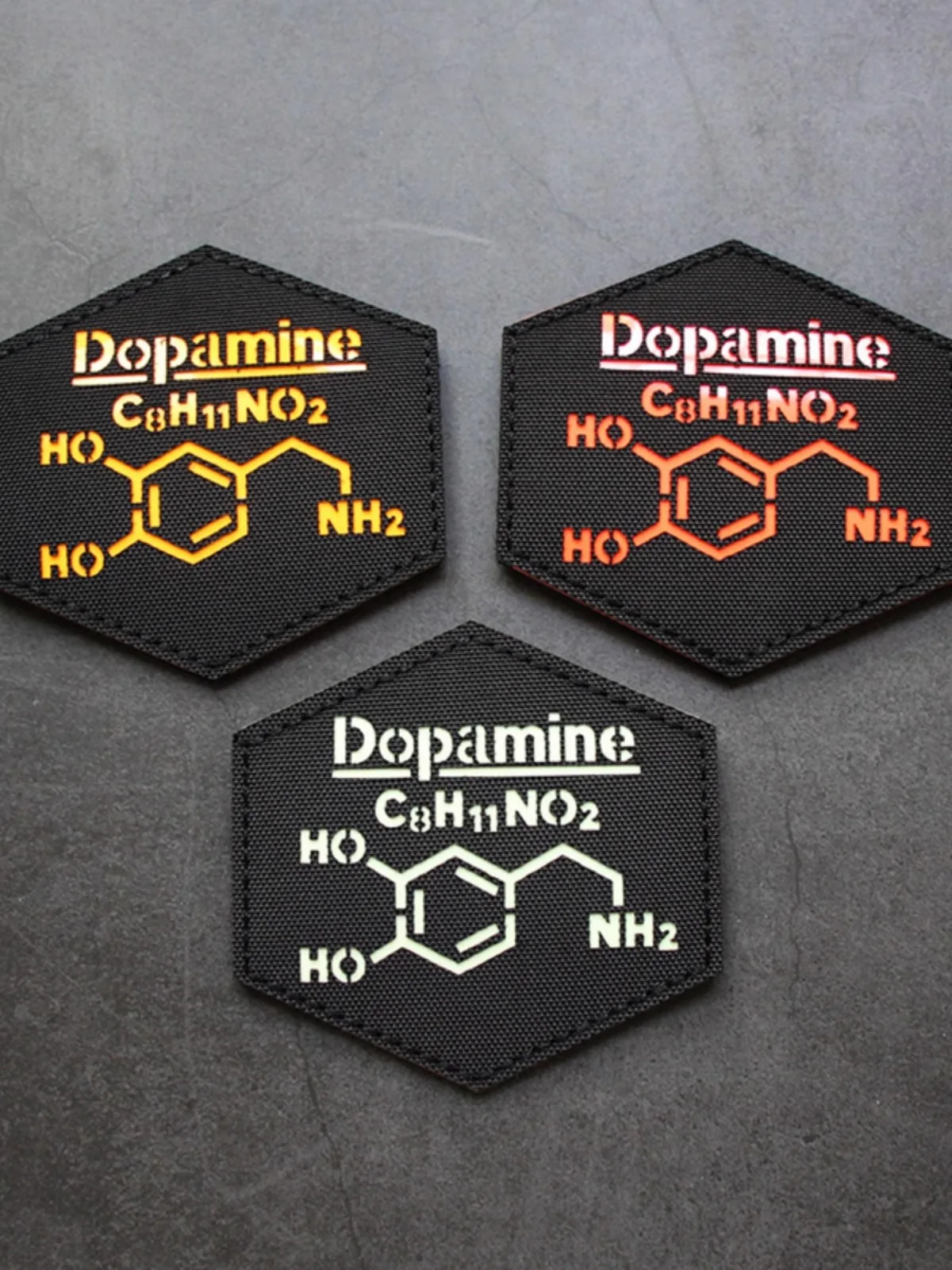 New Glow-in-the-dark Patch Dopamine Molecular Dopamine Creative Armband Laser Engraving Morale Badge DIY Pack