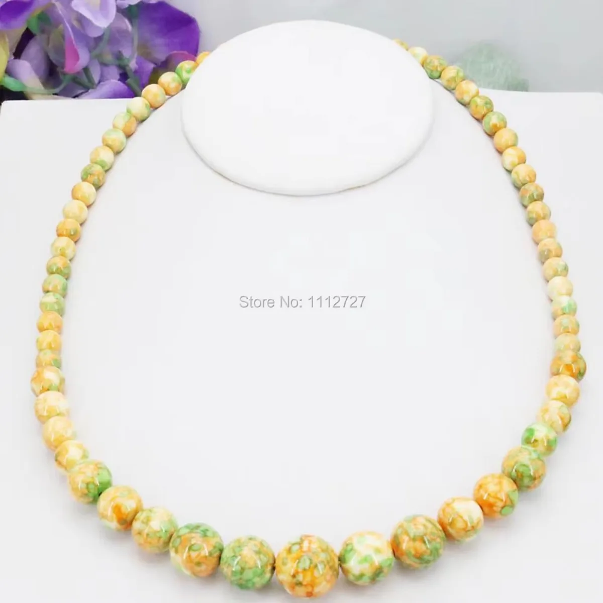 6-14mm Yellow Green Tower Necklace Chain Semi-precious Stone Riverstone Rain Flower Rainbow Fashion Jewelry for Women Girls Gift image 6