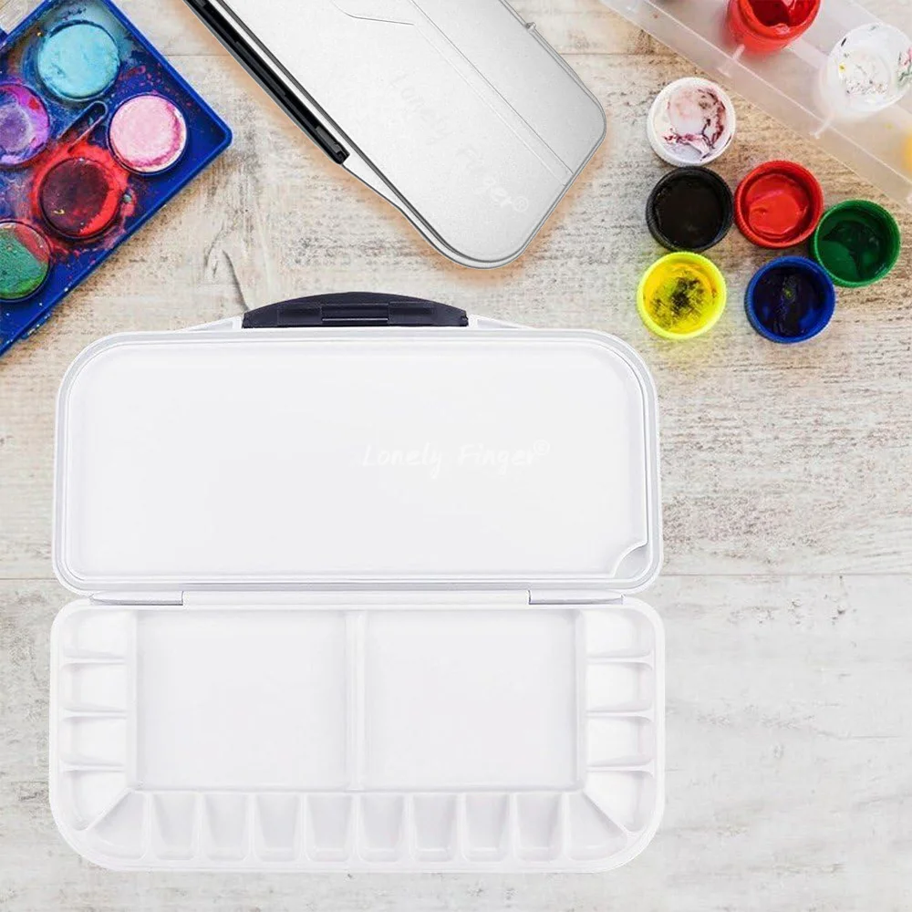 لوحة ألوان مائية قابلة للطي مكونة من 18 بئرًا مع غطاء ومنطقتين للخلط وصينية خلط كبيرة لوحة طلاء أكريليك الغواش #5