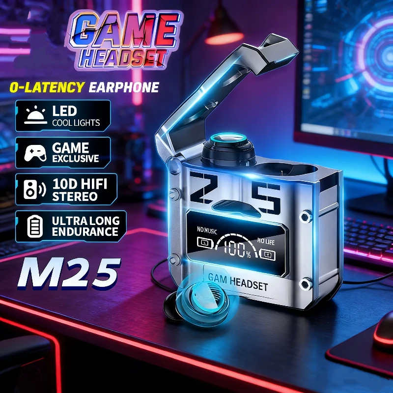 Brand New Original M25 Bluetooth 5.3 Wireless Headphones with LED Display Stereo Headphones